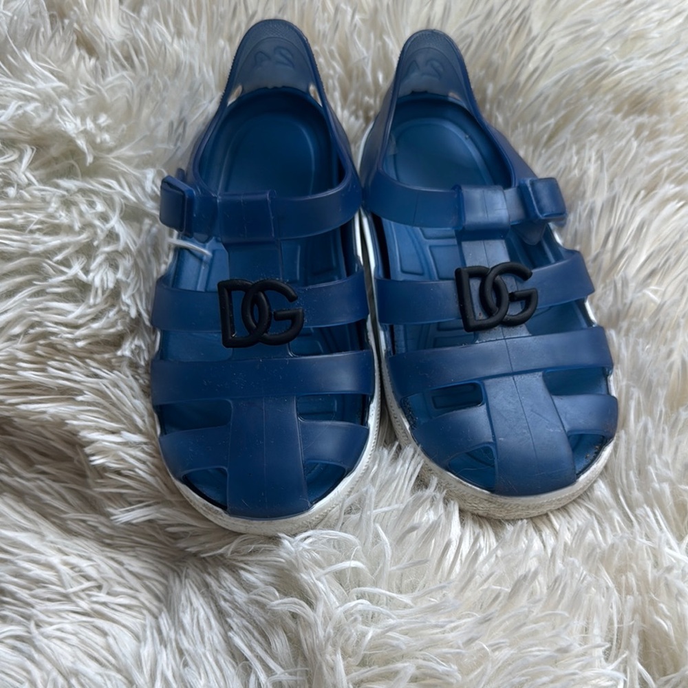 Dolce & Gabbana Blue Sandals with Caged Design